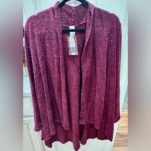 Chic Burgundy Open-Front Cardigan